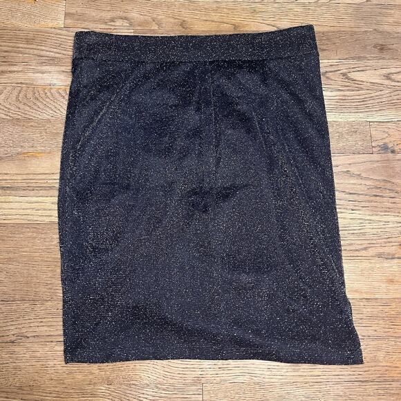 Torrid Black Bodycon Skirt Cinched Glitter Knit At Knee Size 00 M/L 10 Party - Picture 5 of 13